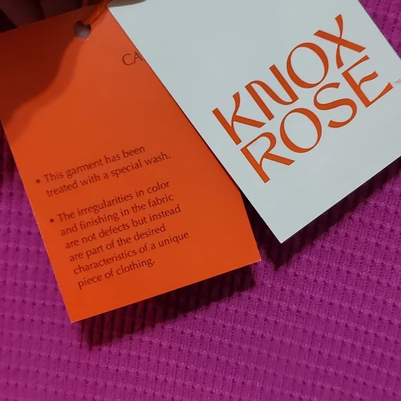 Knox Rose Purple Shirt Notch Neck Thermal Top Size Large NWT - Picture 4 of 5